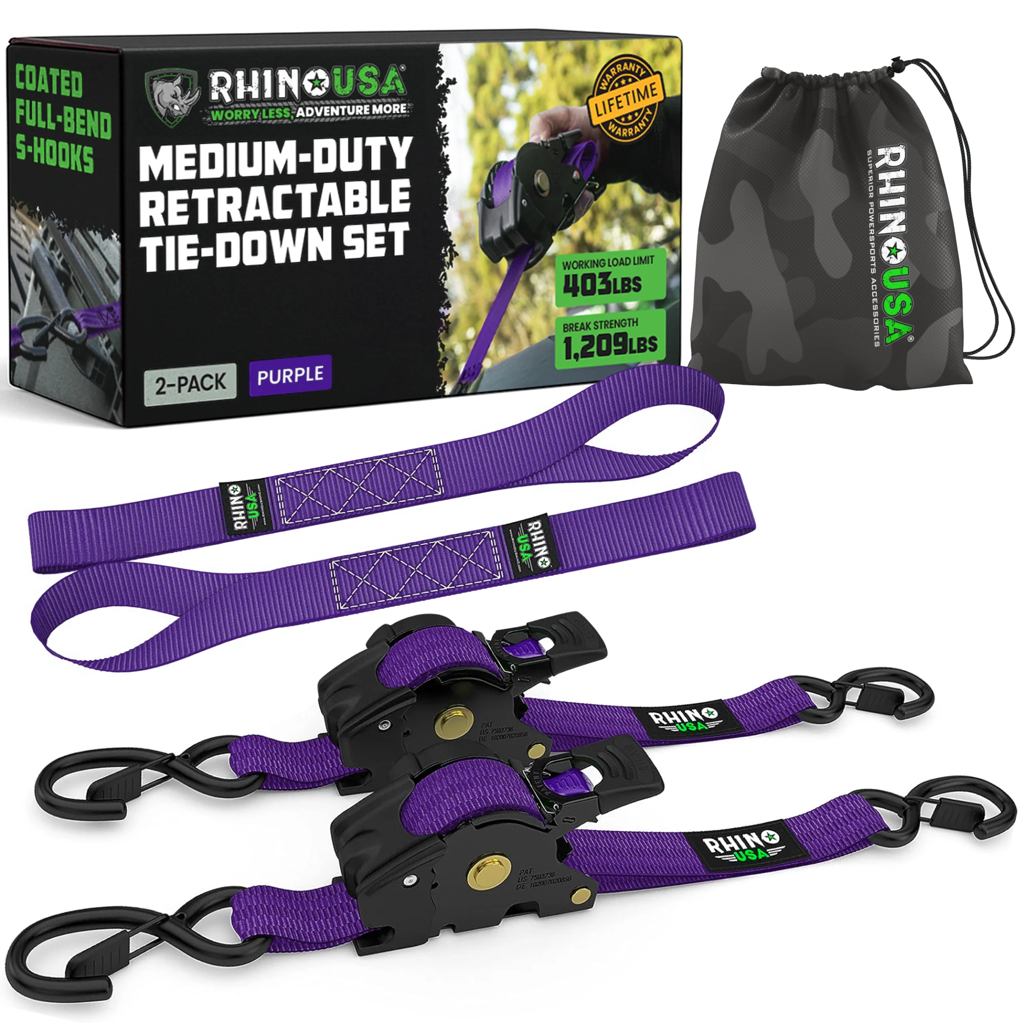 1" x 10' Retractable Ratchet Straps - Image 196