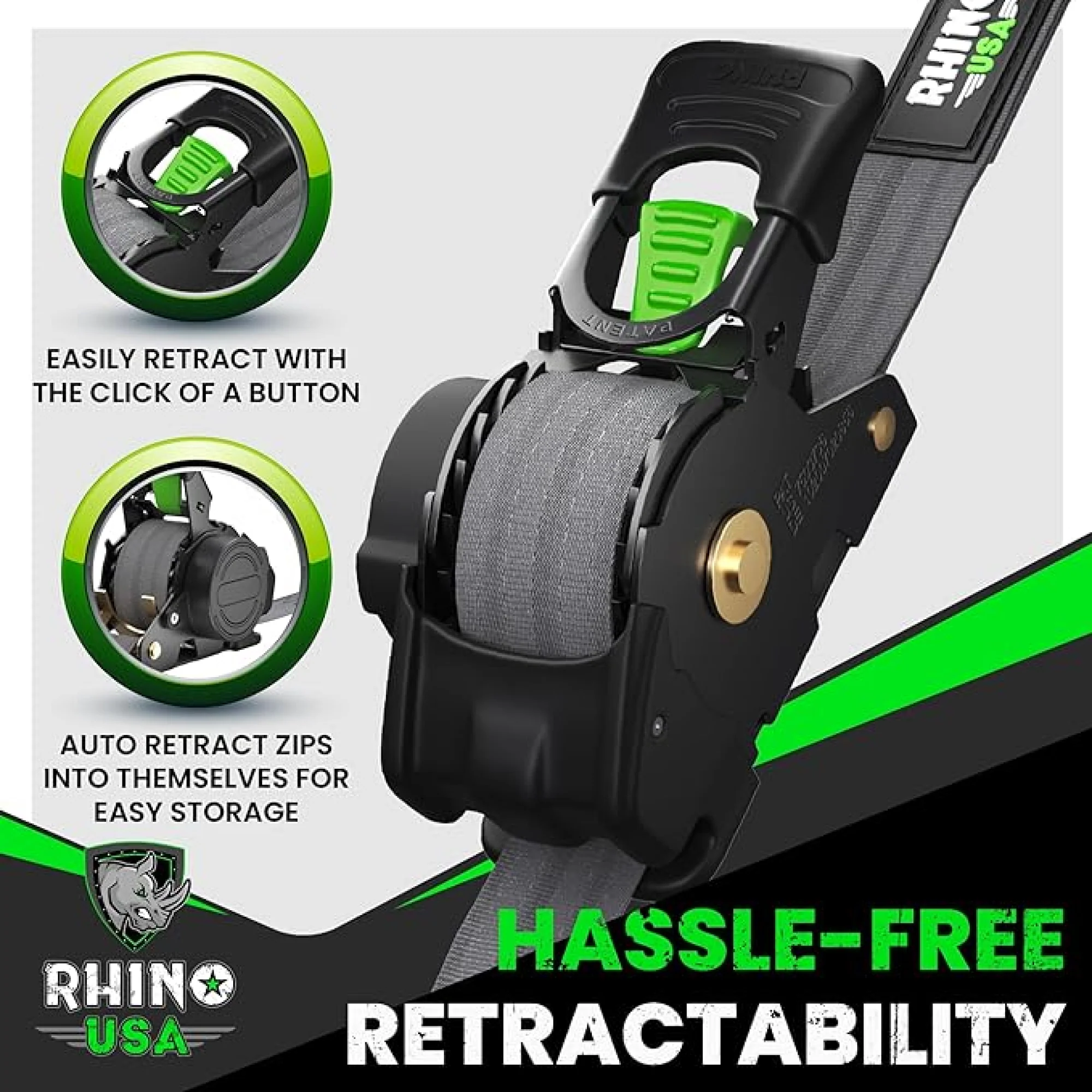1" x 10' Retractable Ratchet Straps - Image 90