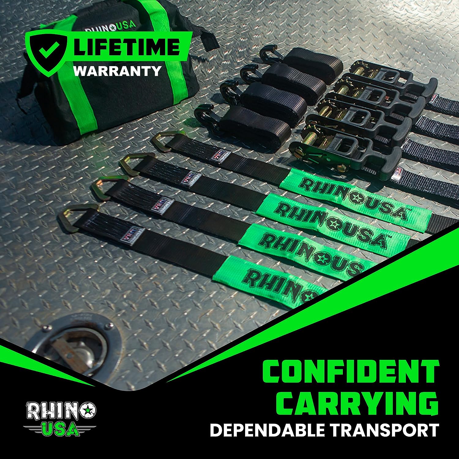 2" x 8' Vehicle Tie-Down Kit (J-Hooks) - Image 4